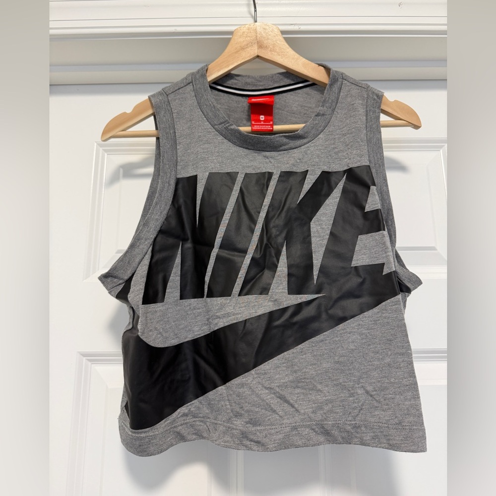 Nike Gray Muscle Tank with Bold Black Logo